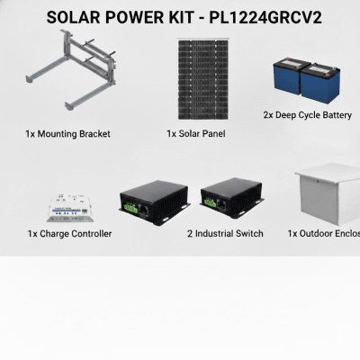 EPCOM POWERLINE - Kit Solar de 28 W con PoE Pasivo 24 Vcc para 2 Radios de Ubiquiti airMAX, Cambium ePMP
