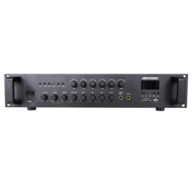 HIKVISION - Amplificador de Audio | Bluetooth | 240 W | 6 Zonas con Control de Volumen Independiente | 70/ 100V COM | Montaje en Rack | Voceo y Musica Ambiental