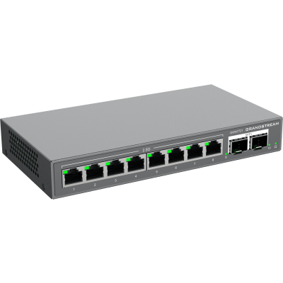 GRANDSTREAM - Switch L2 Lite Administrable de 10 Puertos / 8 Puertos Ethernet 2.5 Gigabits / 2 Puertos SFP+ 10 Gigabits / VLAN / QoS / Montaje en Escritorio o Pared / Compatible con GDMS