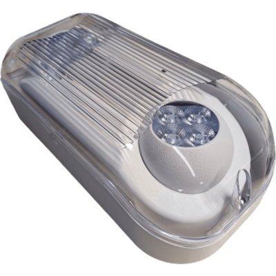 SFIRE - Luminaria de Emergencia LED / Impermeable NEMA 4X / 630 lm / Versión CL -20°C / Montaje Pared y Techo / 90 Min Autonomía / Entrada 120-277 VAC