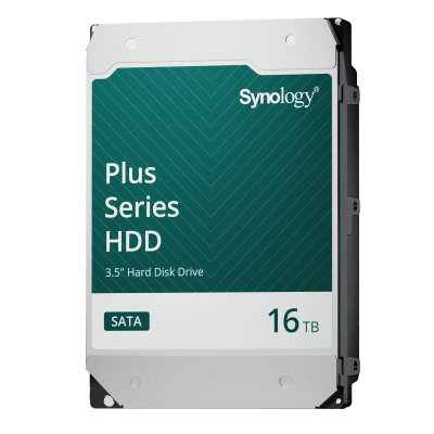 SYNOLOGY - Disco Duro SATA de 3.5" Serie Plus | Capacidad 16TB | Interfaz SATA 6 GB/s | Velocidad de Rotación 7200 rpm | Caché de 256 MB o 512 MB | MTBF de 1.2 Millón de Horas | Carga de Trabajo de 180 TB/año.