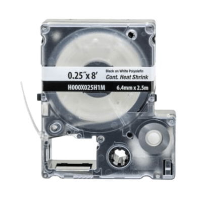 PANDUIT - Casete de Etiquetas de Poliolefina de Cinta Continua, Tubo Termocontráctil, 6.4 mm (0.25 Pulgadas) de Ancho y 2.4 Metros (7.87 Pies) de Largo, para Cables de Calibre 22-18 AWG, Color Blanco