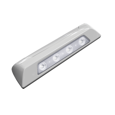 SIGNALPRO - Luz de escena, 4 LED, bisel blanco, 12–24VCD, LED blanco y lente transparente