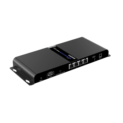 EPCOM TITANIUM - Kit Divisor y Extensor HDMI (Extender Splitter) | Divide 1 Fuente HDMI a 4 Pantallas | Extiende la señal HDMI hasta 120 m | Resolución 4Kx2K @ 60 Hz | Cat 6/6a | Uso 24/7 | Longitud del cable autoajustable