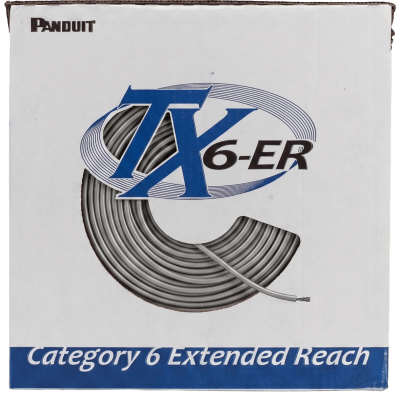 PANDUIT - Bobina de Cable UTP de 4 Pares, Cat6 de Rango Extendido, 22 AWG, CMR (Riser), Color Gris, 305 m