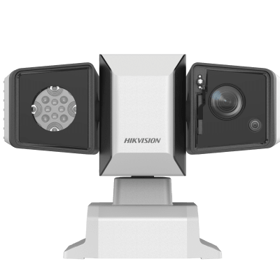 HIKVISION - Punta de Poste IP Dual / PTZ 4 Megapixel (40X Zoom) + Panorámica 4 Megapixel (4 mm) / 500 mts IR Laser / IP67 / IK10 / EIS / WDR 150 dB / Wiper / Anticorrosión (NEMA 4X)
