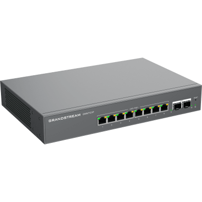 GRANDSTREAM - Switch L2 Lite Administrable de 10 Puertos / 8 Puertos Ethernet 2.5 Gigabits / 2 Puertos SFP+ 10 Gigabits / PoE+ 802.3af/at / VLAN 802.1Q / QoS / IGMP Snooping / Montaje en Escritorio o Pared