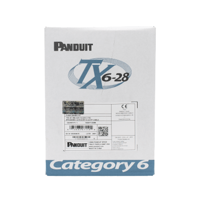 PANDUIT - Bobina de Cable UTP 305 Metros (1000 Pies) de Cobre TX6-28Æ, Blanco, Categoría 6, Diámetro Reducido (28 AWG), CM/LSZH, de 4 Pares