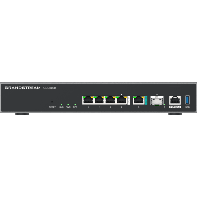 GRANDSTREAM - Dispositivo de Convergencia de Redes GCC6020 / Router VPN / Firewall de Próxima Generación / IP PBX / Switch de Red / 4 Puertos Gigabit Ethernet / 1 Puerto SFP+ 10 Gigabit / 1 Puerto 2.5 Gigabit / Administración en la Nube GDMS / Mont