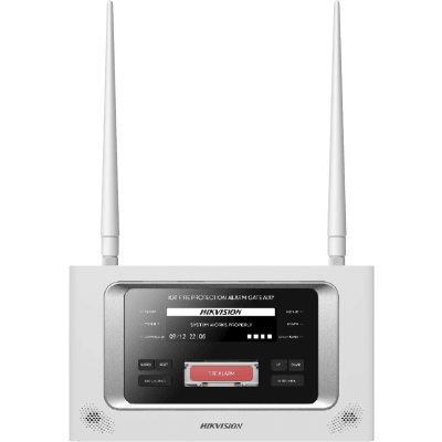 HIKVISION - (HikFire) Panel Inalámbrico de Detección de Incendio (Gateway LoRa) / Pantalla LCD Táctil / Comunicación hasta 2 km / Gestión de 128 Dispositivos / Encriptación AES128 / Integración a HikCentral Professiona