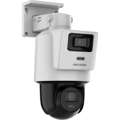 HIKVISION - Cámara PTZ TandemVu 4 MP + 4 MP / Lentes 2.8 mm + 8 mm / Dual Light IR + Blanca 30 m / IP66  / Audio Bidireccional