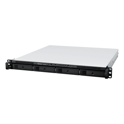 SYNOLOGY - NAS Rack / 4 Bahías / 1U / AMD Ryzen V1500B / 32 GB DDR4 ECC / 4 Puertos 1GbE / Expansión 10/25GbE / Fuentes Redundantes