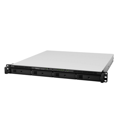 SYNOLOGY - NAS Rack / 4 Bahías / CPU Intel Xeon D-1527 Quad-Core / 8 GB DDR4 ECC Ampliable a 64 GB / 2 Ranuras M.2 NVMe/SATA / 4 Puertos LAN 1GbE / Soporte 10GbE Opcional / Escalable a 16 Bahías