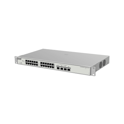 RUIJIE - Switch Administrable Capa 3 con 24 puertos Gigabit PoE 802.3af/at + 4 SFP+ para fibra 10Gb, gestión gratuita desde la nube, 370w