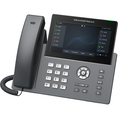 GRANDSTREAM - Teléfono IP Wi-Fi, Grado Operador, 12 líneas SIP con 6 cuentas, pantalla táctil  7", puertos Gigabit, Bluetooth, PoE, codec Opus, IPV4/IPV6 con gestión en la nube GDMS