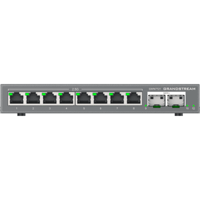 GRANDSTREAM - Switch L2 Lite Administrable de 10 Puertos / 8 Puertos Ethernet 2.5 Gigabits / 2 Puertos SFP+ 10 Gigabits / VLAN / QoS / Montaje en Escritorio o Pared / Compatible con GDMS