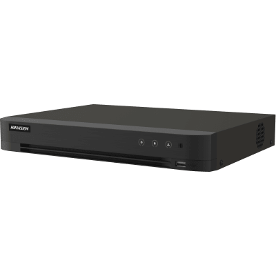 HIKVISION - DVR 16 Canales TURBOHD + 16 Canales IP / 8 Megapixel (4K) / Audio Bidireccional / ACUSENSE / Reconocimiento Facial / 2 Bahías de Disco Duro / Salida de Video en 4K / H.265+
