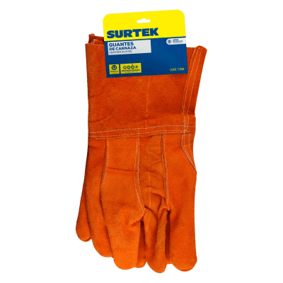 SURTEK - Guantes de Carnaza Largo/ Refuerzo en Palma / Resistente a Abrasión y Temperaturas Moderadas.