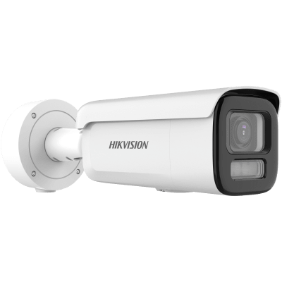 HIKVISION - [Dual Light + ColorVu 3.0 + HikAI] Bala IP 4 Megapixel / Lente Mot. 2.8 a 12 mm / 60 mts IR + Luz Blanca / Exterior IP67 / WDR 130 dB / ACUSENSE 3.0 / Microfono Integrado / Metal / NEMA 4X / ACUSEARCH