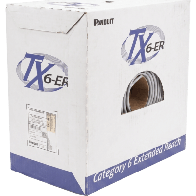 PANDUIT - Bobina de Cable UTP de 4 Pares, Cat6 de Rango Extendido, 22 AWG, CMR (Riser), Color Gris, 305 m
