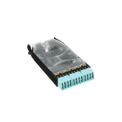 PANDUIT - Cassette HD Flex de 12 Fibras Multimodo OM4, de MPO a 6 Conectores y Precargado con 12 Pigtails LC Duplex, Color Aqua