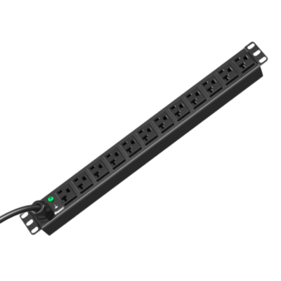 PANDUIT - PDU ES2P Básico para Distribución de Energía, Enchufe de Entrada NEMA 5-20P, Con 12 Contactos NEMA 5-20R, Instalación Horizontal de 19in, 1UR, 20 Amp, 120 Vca
