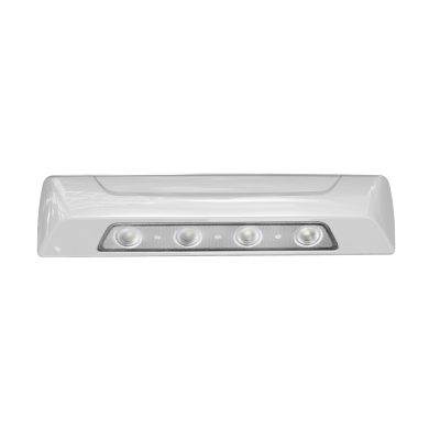 SIGNALPRO - Luz de escena, 4 LED, bisel blanco, 12–24VCD, LED blanco y lente transparente
