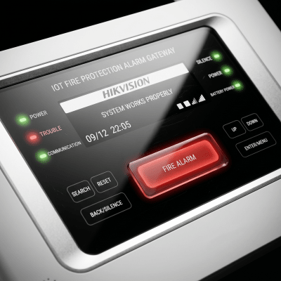HIKVISION - (HikFire) Panel Inalámbrico de Detección de Incendio (Gateway LoRa) / Pantalla LCD Táctil / Comunicación hasta 2 km / Gestión de 128 Dispositivos / Encriptación AES128 / Integración a HikCentral Professiona