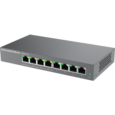 GRANDSTREAM - Switch de Red Administrable Capa 2 Lite / 8 Puertos Gigabit Ethernet / 4 Puertos PoE / VLAN / QoS / Snooping IGMP / Montaje en Pared y Escritorio / Compatible con GDMS