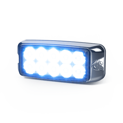 ECCO - Luz de Advertencia de 5X2" 10 LED, Rojo/Azul, Bisel Cromado, Lente Transparente