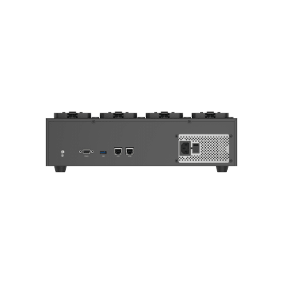 HIKVISION - Dock Station de Escritorio con 8 Estaciones de Carga para Body Cams / Doble Interfaz de Red / 4 Bahías de HDD / Carga y Respaldo Automático / Prevención de Pérdida de Datos / Cobertura Cíclica / Reproducción d