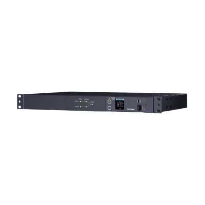 CYBERPOWER - PDU ATS (Fuente Redundante Auto-transferible) Medible, Para Distribución de Energía, 2 Entradas 120 Vca NEMA5-15P, Con 10 Salidas NEMA 5-15R, Horizontal 19in, 1UR