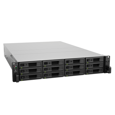 SYNOLOGY - Servidor de Almacenamiento / 12 Bahías / Expansible a 96 Bahías / 1.728 PB / 6,200/3,000 MB/s / 10GbE / DDR4 ECC 16 GB