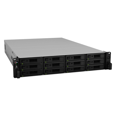 SYNOLOGY - NAS Rack / Intel Xeon D-1521 4-Core 2.4GHz / 12 Bahías (36 con Expansión) / 8GB DDR4 ECC (64GB Max) / 4,700 MB/s Lectura / 10GbE / 2x PCIe Gen3 x8 / Virtualización VMware-HyperV-Citrix-OpenStack
