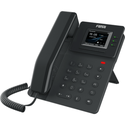 FANVIL - Teléfono IP / 4 Líneas SIP / Pantalla Color 2.4 Pulgadas / Audio HD / Conferencia 6 Vías / PoE 802.3af / Gigabit Ethernet / Compatible EHS