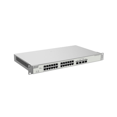 RUIJIE - Switch Administrable Capa 3 con 24 puertos Gigabit PoE 802.3af/at + 4 SFP+ para fibra 10Gb, gestión gratuita desde la nube, 370w