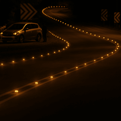 ACCESSPRO - Luz LED para señalizacion de carreteras AC-LED / 6 LED Ultrabrillantes Intermitentes / Autonomía 108 Horas / Distancia Visual 800 m / IP68 / Capacidad de Carga 20000 kg / Temperatura -25°C a +75°C