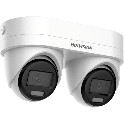 HIKVISION - PanoVu Series / Lente Dual de 4 Megapixel / 2 Lentes Fijos de 2.8 mm / Recomendado para Pasillos o Esquinas / IP67 / IK10 / PoE / WDR 120 dB / 10 mts IR / Entrada y Salida de Audio y Alarma / MicroSD