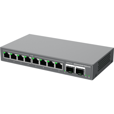 GRANDSTREAM - Switch L2 Lite Administrable de 10 Puertos / 8 Puertos Ethernet 2.5 Gigabits / 2 Puertos SFP+ 10 Gigabits / VLAN / QoS / Montaje en Escritorio o Pared / Compatible con GDMS