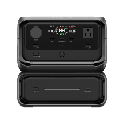 ECOFLOW - EcoFlow River 3 Plus | Estación de Energía Portátil 572Wh Litio LFP / 4 AC 800W (Max. 1600W) / 1 USB-C 100W / 3 USB -A 12W / Cargador de Coche 10A, 126W Max. / Conectividad WiFi y Bluetooth (App) / Carga Solar 220W Max.