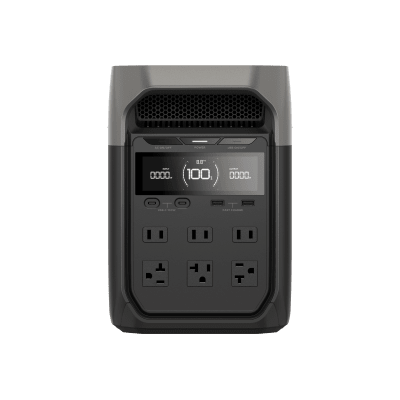 ECOFLOW - Estación de Energía Portátil Delta 3 1024Wh Litio LFP / 6 AC 1800 W (Max. 2200W) / 2 USB-C 100W / Capacidad para Aumentar Respaldo / Cargador de Coche 10A a 12.6V / Conectividad WiFi y Bluetooth (App) / Carga Solar 500W Max.