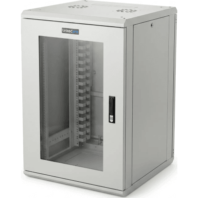 LINKEDPRO - Gabinete Rackeable / 18U / 19 in / Puerta Cristal / Carga 750 Kg / 600x605x930 mm (23.6x23.8x36.6 in) / 3.05 ft Alto