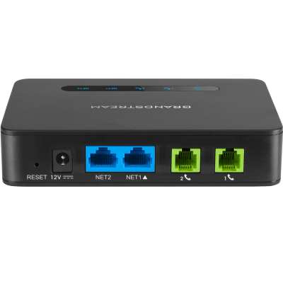 GRANDSTREAM - Adaptador de Teléfono Analógico ATA 2 Puertos FXS (Conectar Teléfono Análogo) con Router NAT Gigabit / Compatible SIP / Cifrado AES Reforzado / Calidad de Voz HD / Soporta Fax T.38 / Router NAT Alto Rendimiento