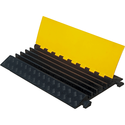 ACCESSPRO - Protector de Cable de 5 Canales / Base de Goma y Tapa de Plástico / Capacidad 4.6 Toneladas / Canal 38x35MM / Longitud 90 cm / Amarillo y Negro