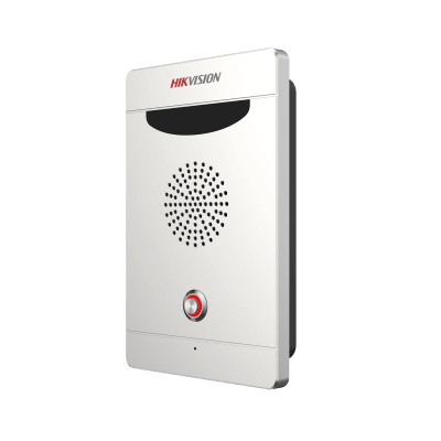 HIKVISION - Estación de Alarma de Pánico / Audio Bidireccional / Altavoz 3W Integrado / Micrófono Omnidireccional / 2 Entradas y 2 Salidas de Alarma / IP65 IK08 / Montaje Pared y Empotrado / Exterior Aluminio