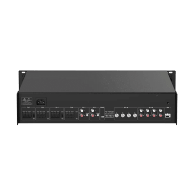 HIKVISION - Amplificador de Red |  4 Zonas de 250W | 100V/70v | Calendarización de eventos | Biblioteca de Materiales de Audio | Entrada de Alarma | Hik-Connect /Hikcentral profesional