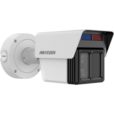 HIKVISION - [DeepinView X] Bala IP Triple Lente 4 MP + 2 MP +2 MP  / Lente Fijo 4 MM +12 MM + 25 MM / Analíticos de 120 Metros de Distancia con Protección Perimetral / 2 Micrófonos y 1 Bocina / IP67 / IK10 / DARKFIGHTER 2.0 / 120 Mts IR
