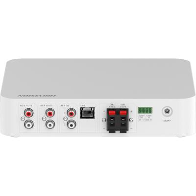 HIKVISION - Amplificador | Bluetooth | 2 Canales | 40 W por Canal | 70/100V | Hik-Connect | Una Zona | Musica Ambiental