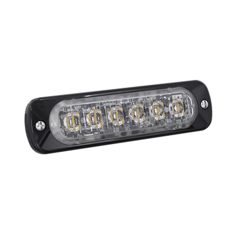 SIGNALPRO - Luz Auxiliar de 6 LED, Ambar, Bisel Negro, Lente Transparente