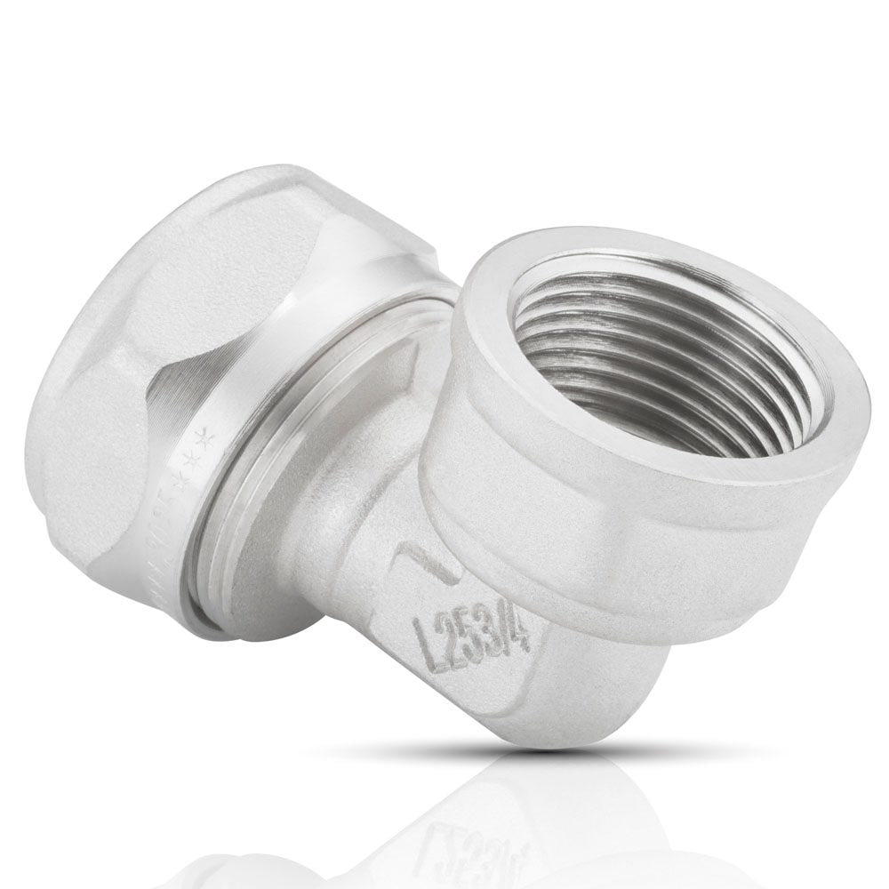IUSA - Codo 90° de latón niquelado tipo hembra 20 x 1/2” npth